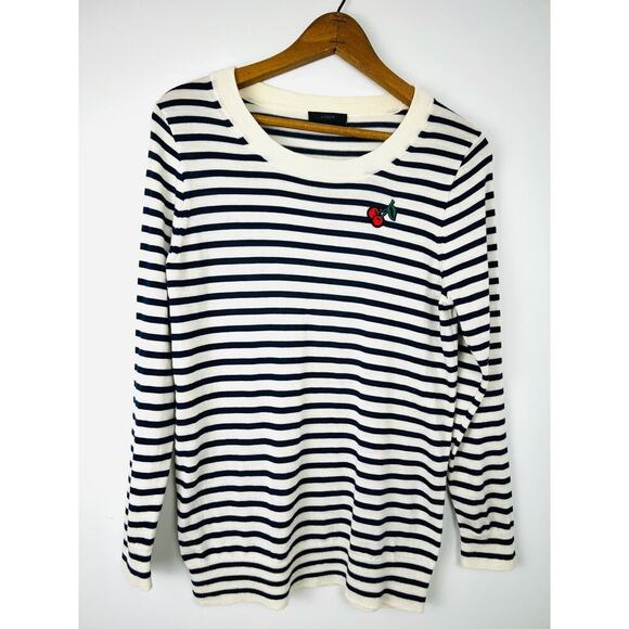 J. Crew Black and White Striped Crew Neck Sweater - Picture 1 of 7